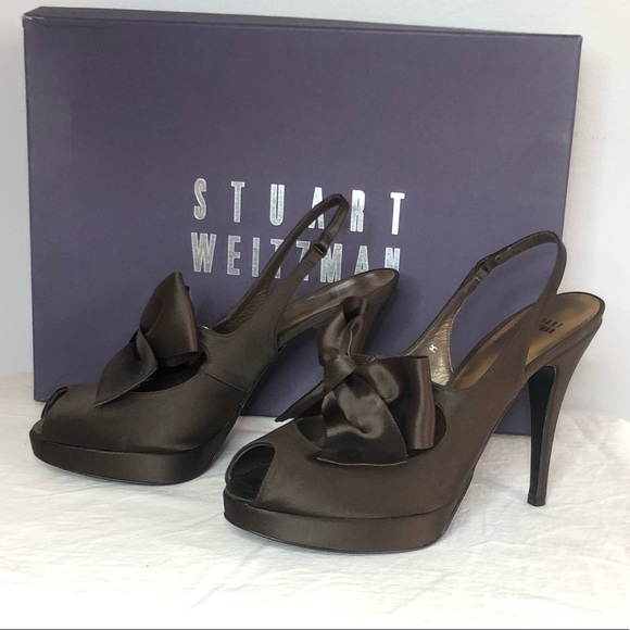 Stuart Weitzman Dorothy Brown Pump Bow Heels 10M - Picture 11 of 17